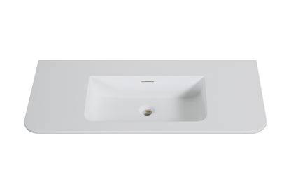 Wiesbaden laro wastafel zonder kraangat ronde hoeken 100 x 48 x 1,5 cm solid surface mat wit