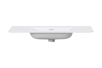 Wiesbaden laro wastafel zonder kraangat ronde hoeken 100 x 48 x 1,5 cm solid surface mat wit