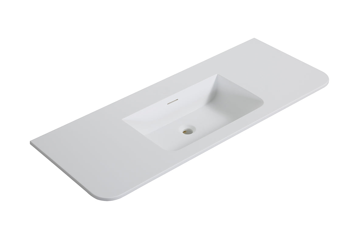 Wiesbaden laro wastafel zonder kraangat ronde hoeken 120 x 48 x 1,5 cm solid surface mat wit