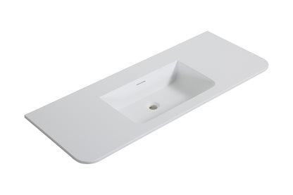 Wiesbaden laro wastafel zonder kraangat ronde hoeken 120 x 48 x 1,5 cm solid surface mat wit