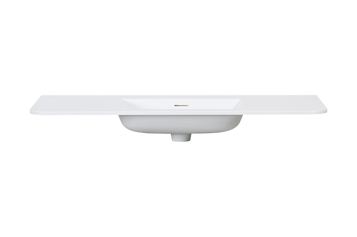 Wiesbaden laro wastafel zonder kraangat ronde hoeken 120 x 48 x 1,5 cm solid surface mat wit