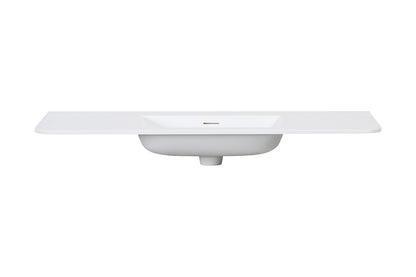 Wiesbaden laro wastafel zonder kraangat ronde hoeken 120 x 48 x 1,5 cm solid surface mat wit