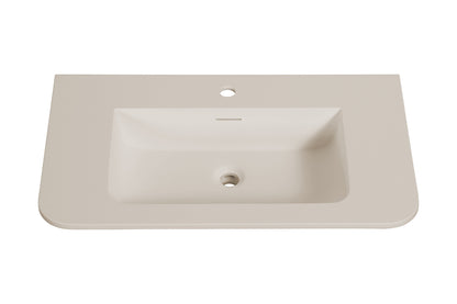 Wiesbaden laro wastafel enkel met 1 kraangat ronde hoeken 80 x 48 x 1,5 cm solid surface beige