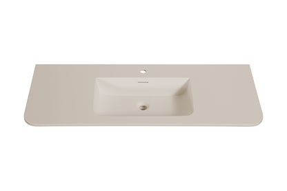 Wiesbaden laro wastafel enkel met 1 kraangat ronde hoeken 120 x 48 x 1,5 cm solid surface beige