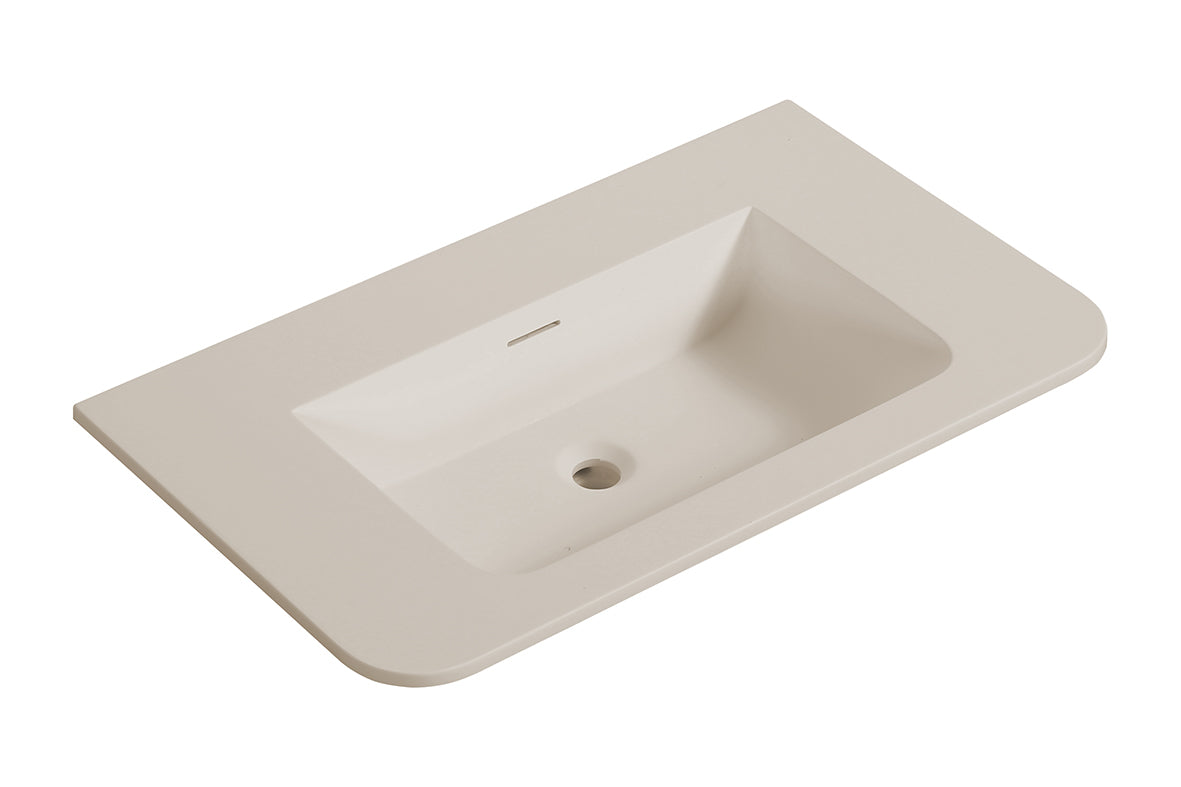 Wiesbaden laro wastafel zonder kraangat ronde hoeken 80 x 48 x 1,5 cm solid surface beige