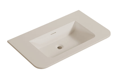 Wiesbaden laro wastafel zonder kraangat ronde hoeken 80 x 48 x 1,5 cm solid surface beige