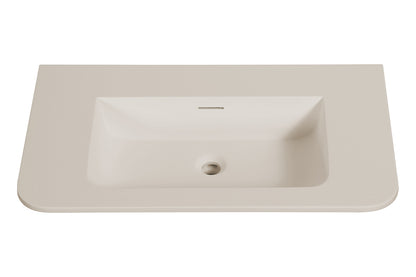 Wiesbaden laro wastafel zonder kraangat ronde hoeken 80 x 48 x 1,5 cm solid surface beige