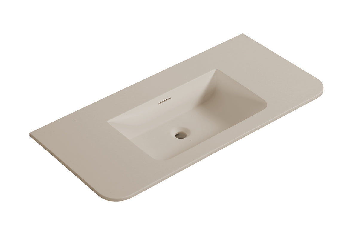 Wiesbaden laro wastafel zonder kraangat ronde hoeken 100 x 48 x 1,5 cm solid surface beige