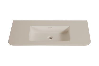 Wiesbaden laro wastafel zonder kraangat ronde hoeken 100 x 48 x 1,5 cm solid surface beige
