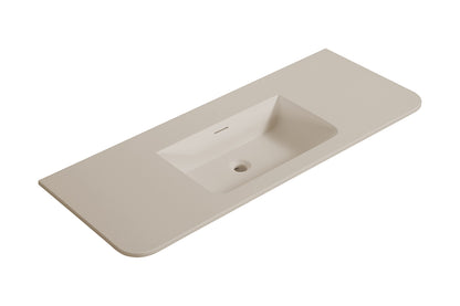 Wiesbaden laro wastafel zonder kraangat ronde hoeken 120 x 48 x 1,5 cm solid surface beige