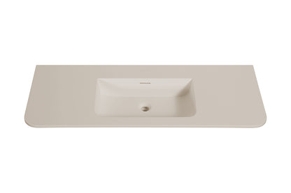 Wiesbaden laro wastafel zonder kraangat ronde hoeken 120 x 48 x 1,5 cm solid surface beige