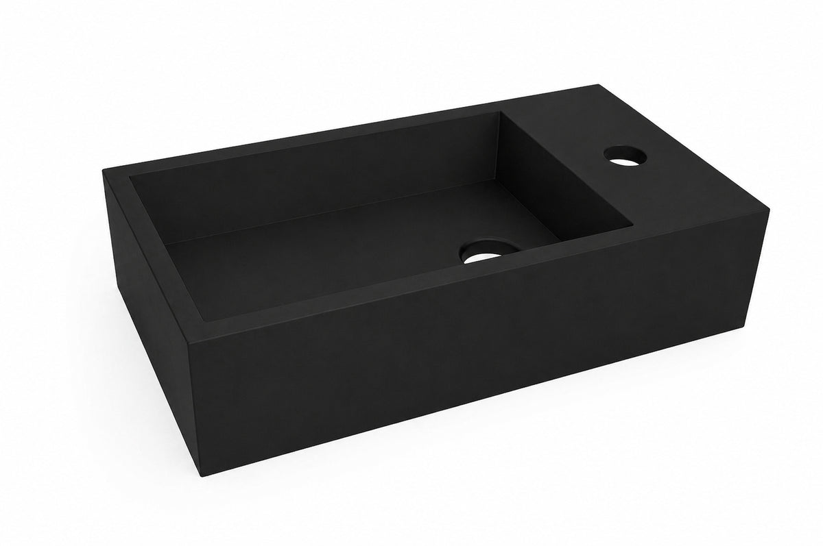 Wiesbaden lotte fontein rechts 40 x 22 x 10 cm solid surface mat zwart