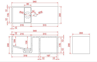 Julia fontein met nis 54 x 20 x 20 cm solid surface mat zwart