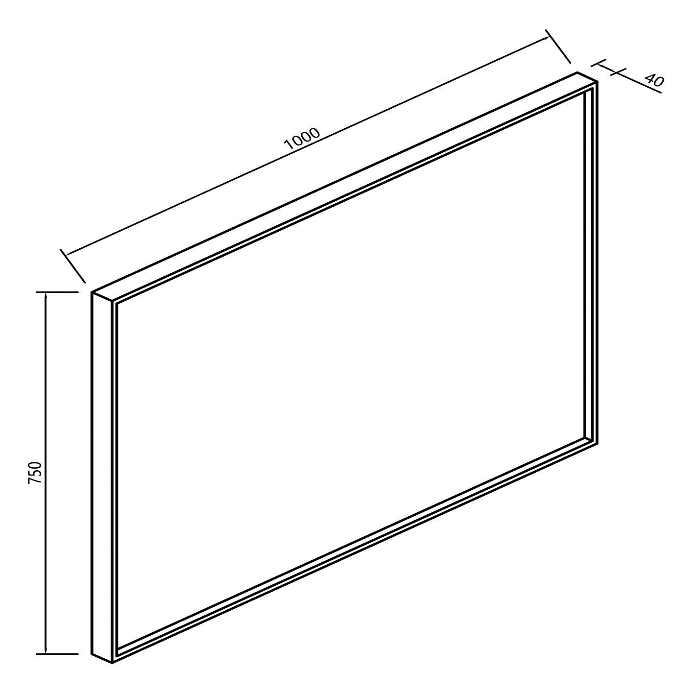 Ribbella spiegel met frame 100 cm mat zwart