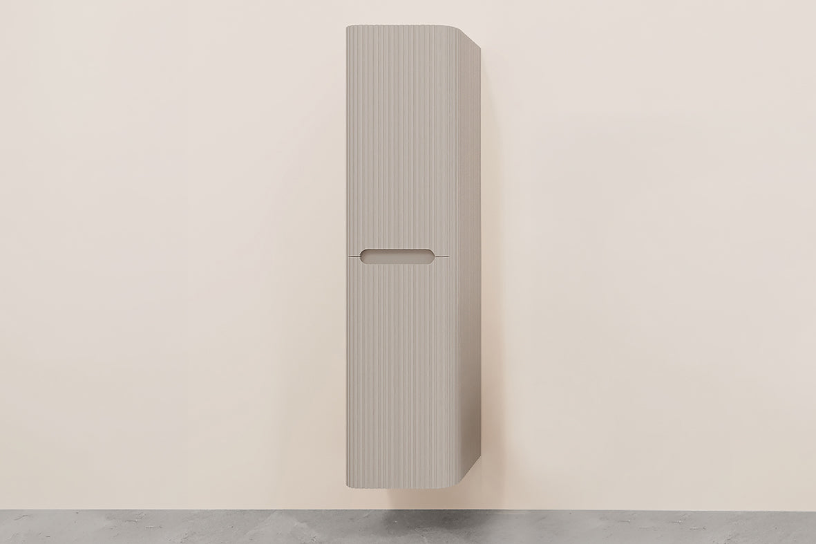 Sulora kolomkast afgeronde hoeken geribbeld 160 x 40 x 35 cm mat beige