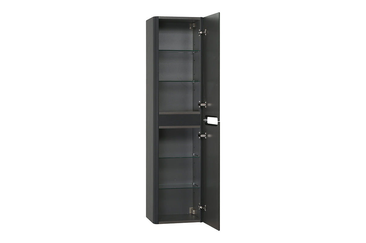 Sulora kolomkast afgeronde hoeken geribbeld 160 x 40 x 35 cm mat zwart
