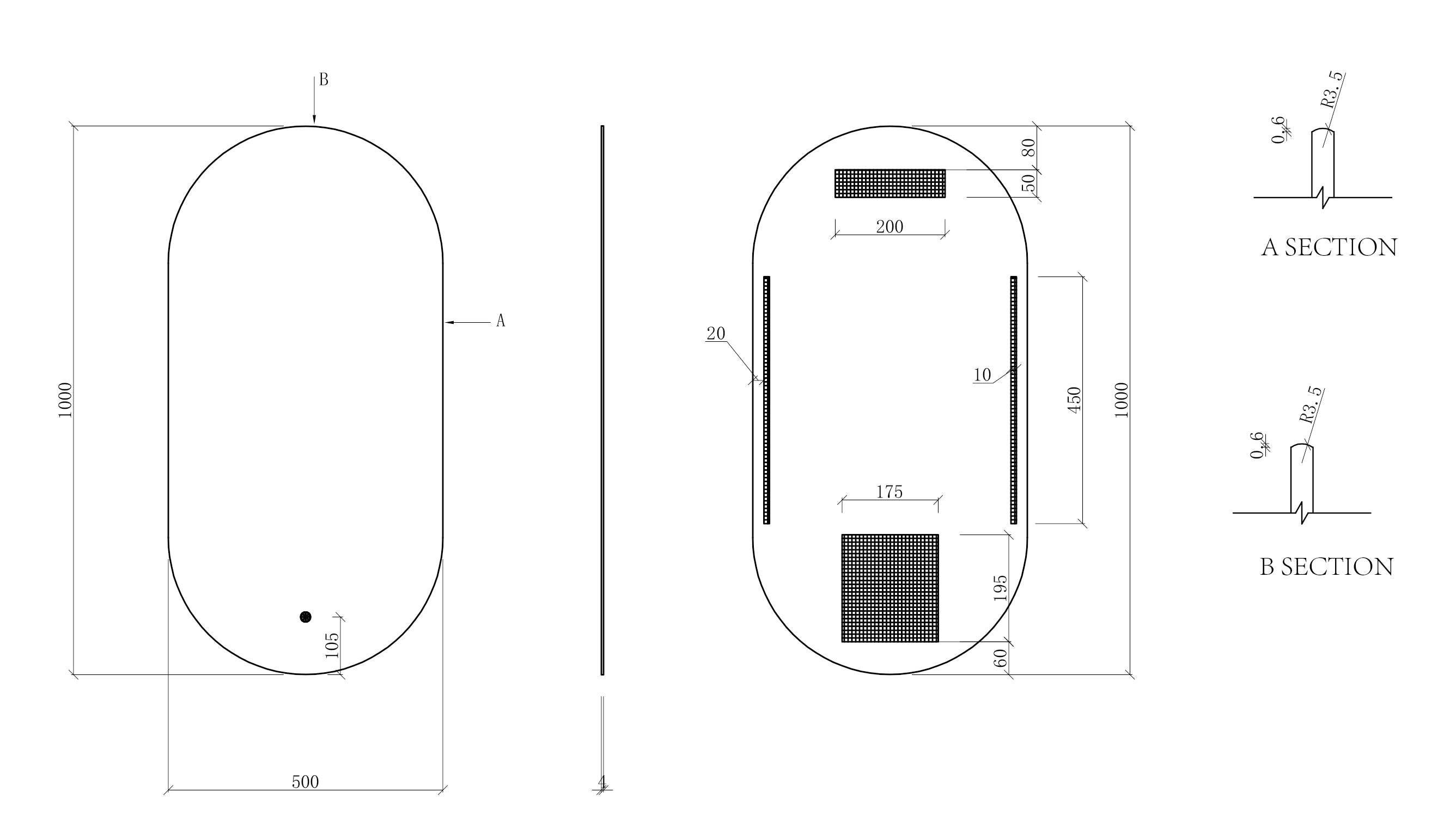 Lumia spiegel ovaal met LED, dimbaar en spiegelverwarming 50 x 100 cm