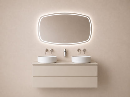Wiesbaden lumora spiegel rechthoek met afgeronde hoeken met LED, dimbaar en spiegelverwarming 120 x 70 cm