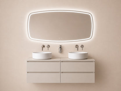 Wiesbaden lumora spiegel rechthoek met afgeronde hoeken met LED, dimbaar en spiegelverwarming 160 x 78 cm