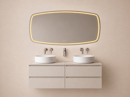 Wiesbaden lumora spiegel rechthoek met afgeronde hoeken met LED, dimbaar en spiegelverwarming 160 x 78 cm