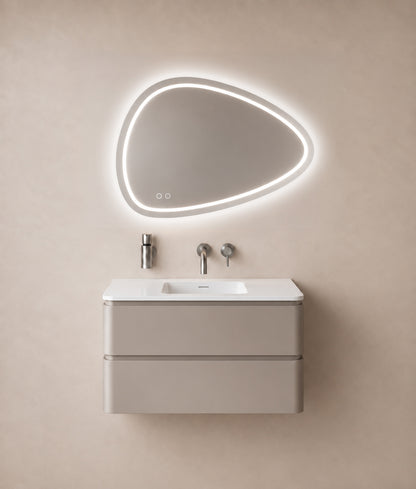 Wiesbaden lumora spiegel organisch met LED, dimbaar en spiegelverwarming 80 x 55 cm