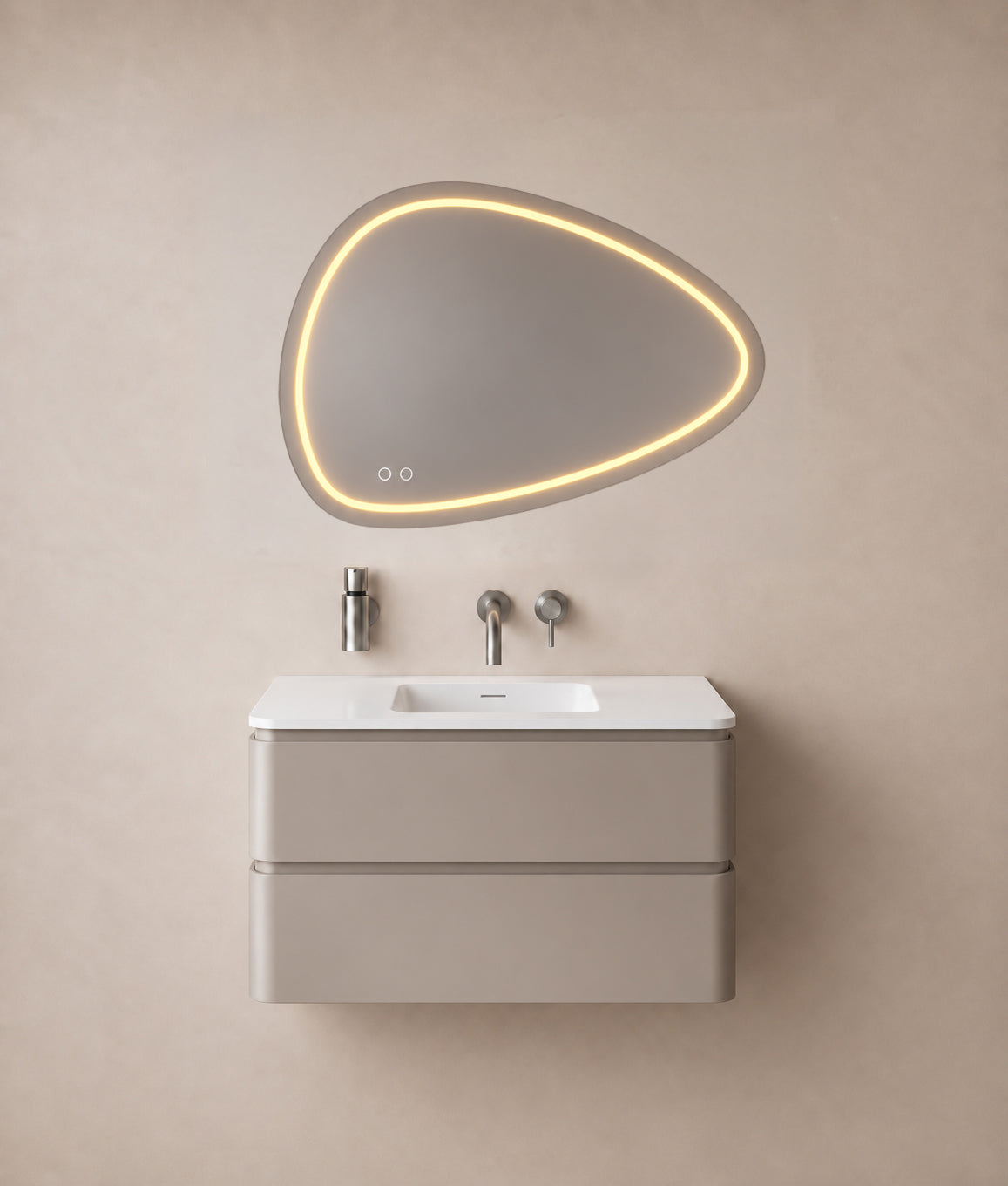 Wiesbaden lumora spiegel organisch met LED, dimbaar en spiegelverwarming 80 x 55 cm