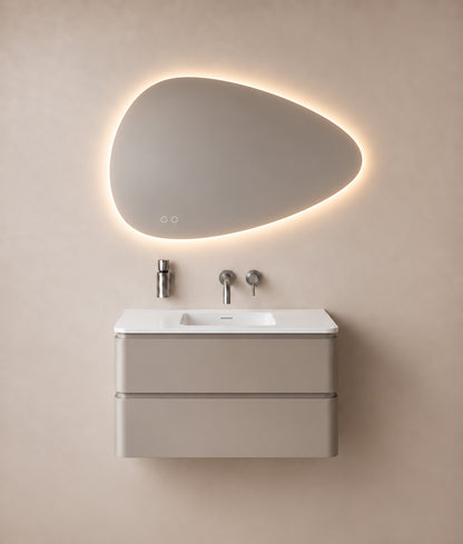 Wiesbaden lumora spiegel organisch met LED, dimbaar en spiegelverwarming 100 x 69 cm