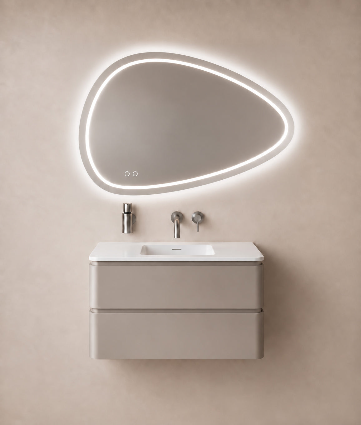 Wiesbaden lumora spiegel organisch met LED, dimbaar en spiegelverwarming 100 x 69 cm