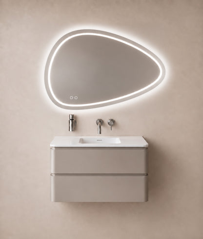 Wiesbaden lumora spiegel organisch met LED, dimbaar en spiegelverwarming 100 x 69 cm