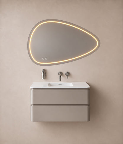 Wiesbaden lumora spiegel organisch met LED, dimbaar en spiegelverwarming 100 x 69 cm
