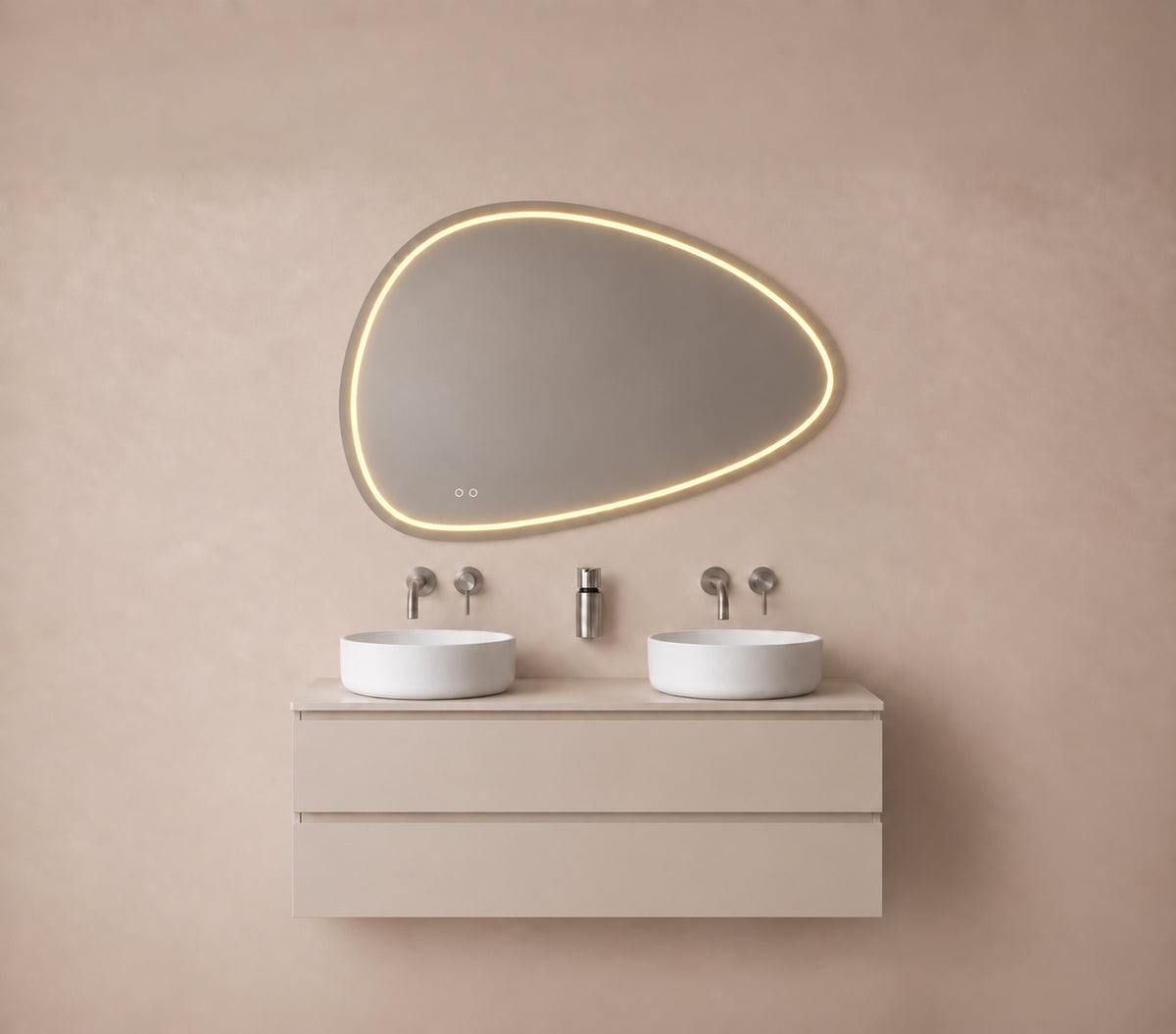 Wiesbaden lumora spiegel organisch met LED, dimbaar en spiegelverwarming 120 x 80 cm