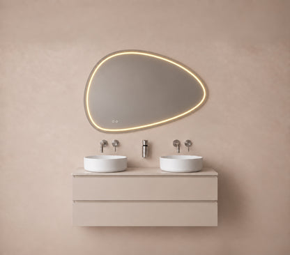 Wiesbaden lumora spiegel organisch met LED, dimbaar en spiegelverwarming 120 x 80 cm