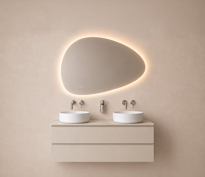 Wiesbaden lumora spiegel organisch met LED, dimbaar en spiegelverwarming 140 x 93 cm