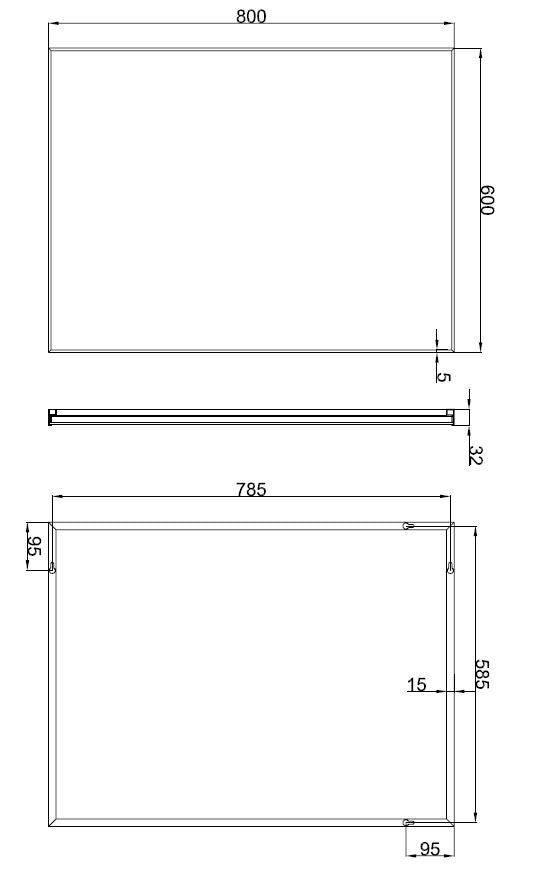 Serra spiegel rechthoek met lijst 80 x 60 x 2,1 cm aluminium