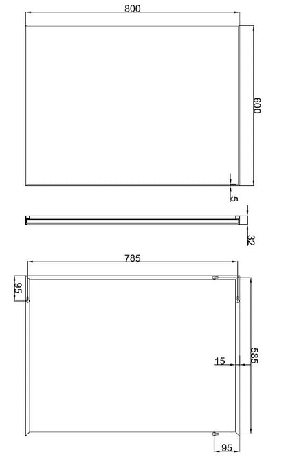Serra spiegel rechthoek met lijst 100 x 60 x 2,1 cm aluminium