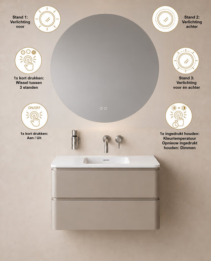 Wiesbaden lumora spiegel rond met LED, dimbaar en spiegelverwarming 100 cm