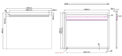 Tigris spiegel rechthoek met LED 100 x 80 cm