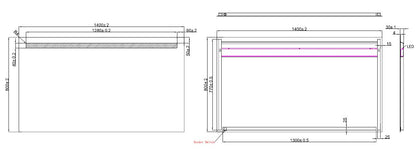 Tigris spiegel rechthoek met LED 140 x 80 cm