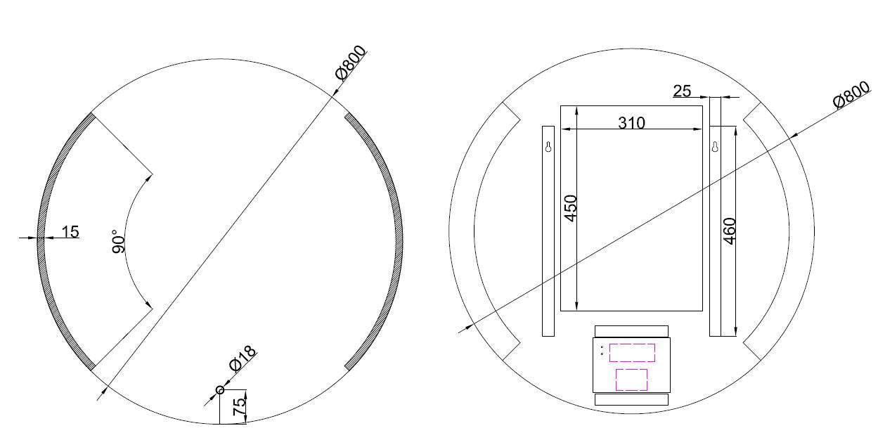 Round spiegel rond met LED, dimbaar en spiegelverwarming 80 cm