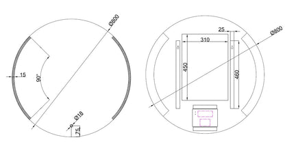 Round spiegel rond met LED, dimbaar en spiegelverwarming 80 cm