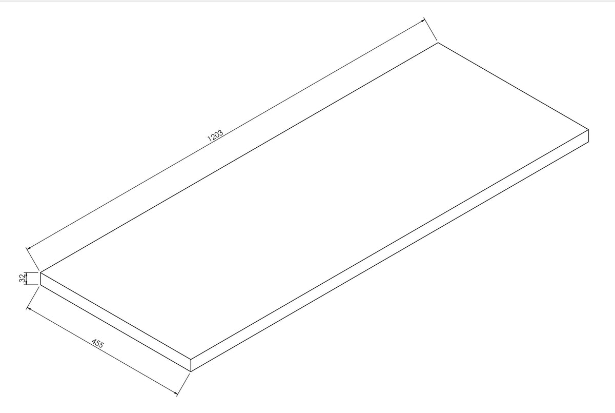 Wiesbaden Alvara topblad 120x46 cm warm eiken, maattekening