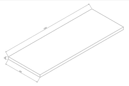 Wiesbaden Alvara topblad 120x46 cm warm eiken, maattekening