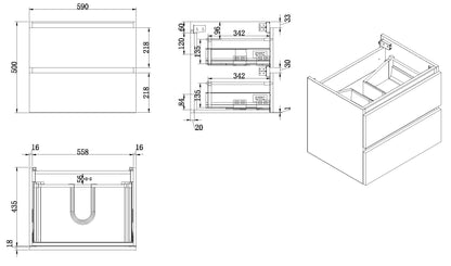 Vision onderkast met 2 laden 60 x 46 cm glans wit
