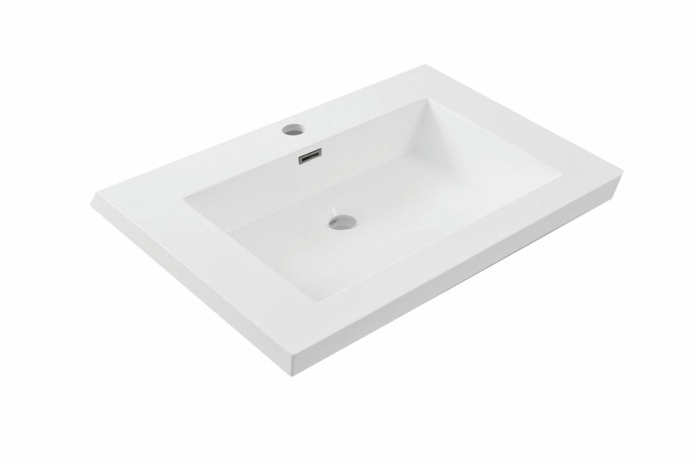 Vision wastafel enkel met 1 kraangat 60x46x5,5 cm kunstmarmer glans wit
