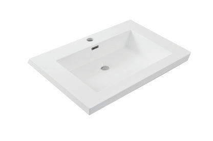 Vision wastafel enkel met 1 kraangat 60x46x5,5 cm kunstmarmer glans wit
