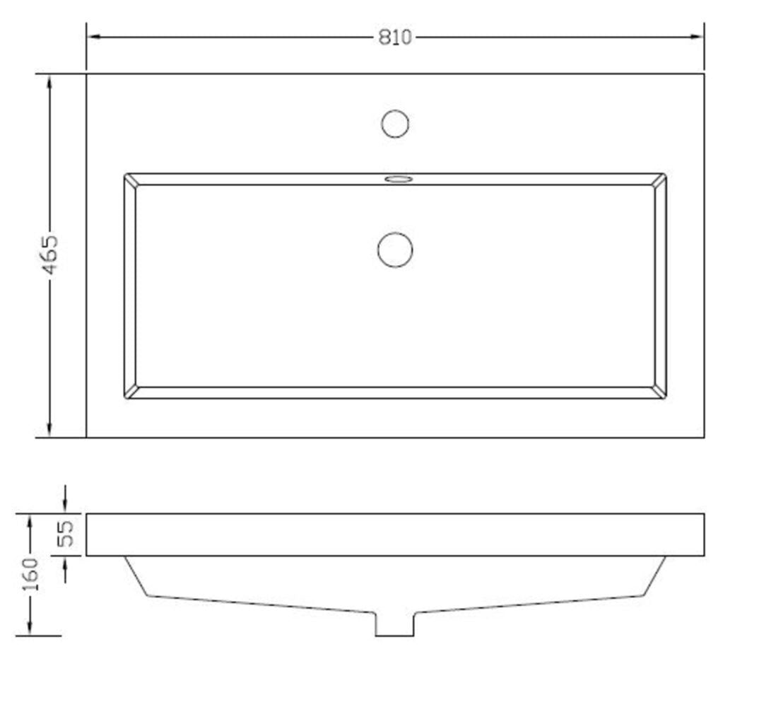 Vision wastafel enkel met 1 kraangat 80x46x5,5 cm kunstmarmer glans wit