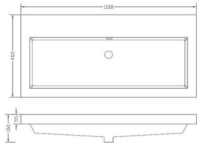 Vision wastafel enkel zonder kraangat 100x46x5,5 cm kunstmarmer glans wit