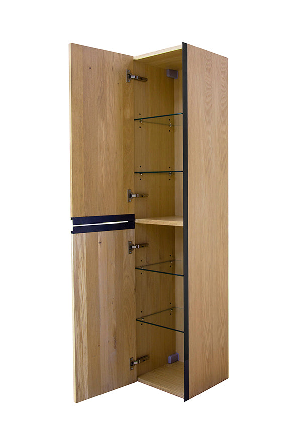 Lotus kolomkast met 2 deuren 35 cm naturel eik/mat zwart