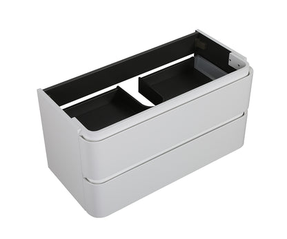 Wiesbaden novira onderkast afgeronde hoeken met 2 laden 1 uitsparing 100 x 48 cm mat wit