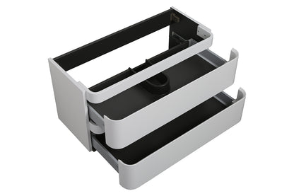 Wiesbaden Novira onderkast afgeronde hoeken met 2 laden 1 uitsparing 120 x 48 cm mat wit